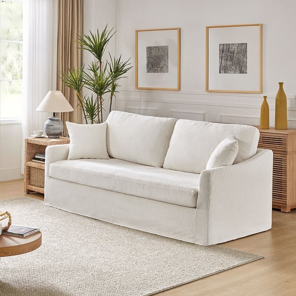 Volkhard 80.5" Modern Slipcovered Sofa With Removable Back Cushion By ...